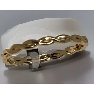 18K Gold Plated Twist Chain Link Ring (Size 8) Style Fashion Chic Shiny NEW - Picture 1 of 9