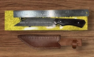 BEAUTIFUL CUSTOM HAND MADE DAMASCUS STEEL HUNTING SEAX KNIFE 11.75” 6.75” Blade - Picture 1 of 6