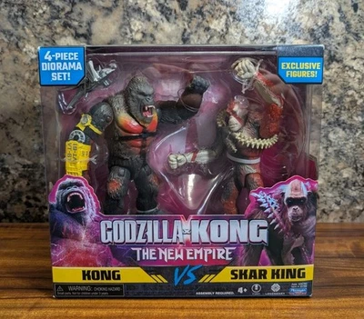 MonsterVerse Godzilla X Kong (2024) Kong vs Skar King 4 Piece Diorama Figure Set - Image 1 of 4