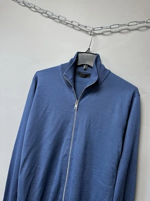 PRADA Milano Men's Wool Cardigan Full Zip Sweater Size L Made In Italy Blue - Image 1 of 4