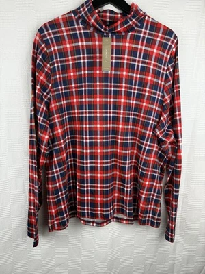 Tejido a Cuadros J.Crew Cuello Alto Mujeres Plus 3X Preppy Vacaciones Navidad Otoño Foto 1 de 4