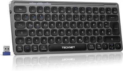 Mini Bluetooth Tastatur wiederaufladbar 3 Geräte kompatibel QWERTZ - Bild 1 von 4