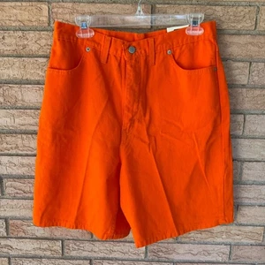 90s NWT Faded Glory orange denim shorts size 14 30" waist skater surf 8" inseam - Picture 1 of 8