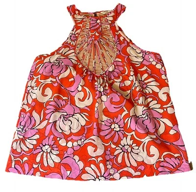 Trina Turk Bermuda Halter Top Womans Small Silk Stretch Beach Vacation Resort - Image 1 of 4