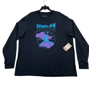 Camiseta Air Jordan Hombre Talla 2XL Nike Sport Jumpman Negra Manga Larga Algodón FD7004 - Imagen 1 de 12
