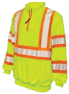 Tough Duck Men's Fleece ¼ Zip Safety Pullover Fluorescent Green - SJ19-FLGR, Flu - Picture 1 of 2