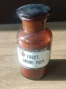 Halloween Deko Apothekerflasche Braun 250 Ml Fruct. Amomi. Pulv. Vintage - Bild 1 von 1