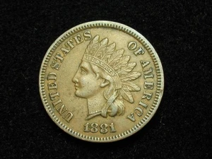 OLD COIN SALE!! XF 1881 INDIAN HEAD CENT PENNY DIAMONDS & FULL LIBERTY LOT 127us - Picture 1 of 2