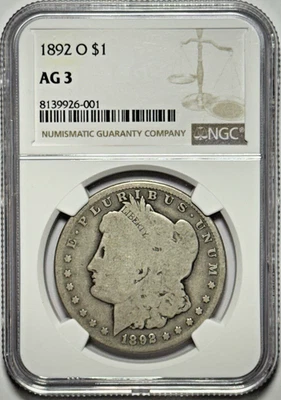 1892-O Morgan Silver Dollar - NGC AG 3 - Well Traveled Beauty! - Image 1 of 4