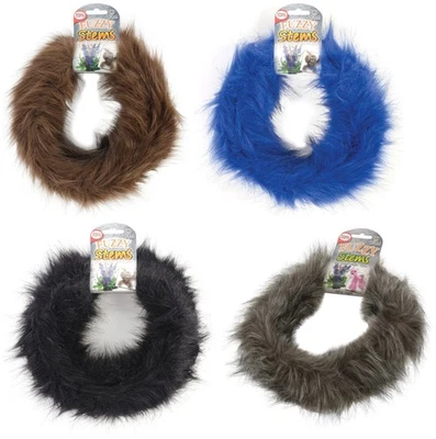 Assorted JUMBO Fuzzy Craft Stems 9 Feet - Brown, Royal Blue, Black, Grey Wolf - Image 1 of 4