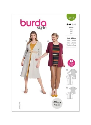 BURDA 5818 MISSES DRESS & BLOUSE Sewing Pattern Sizes 18 - 28 SKILL: EASY - Image 1 of 4