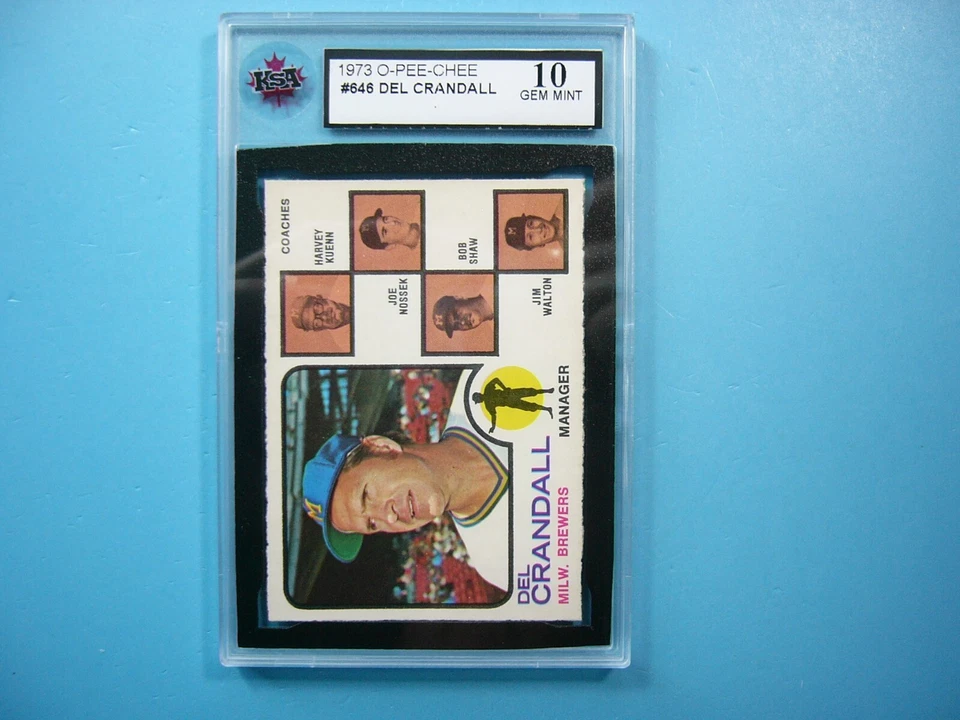 1973 O-PEE-CHEE MLB BASEBALL CARD #646 DEL CRANDALL KSA 10 GEM MINT 73 OPC - Image 1 of 3