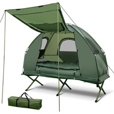 1-Person Compact Portable Pop-Up Tent/Camping Cot w/ Air Mattress & Sleeping Bag