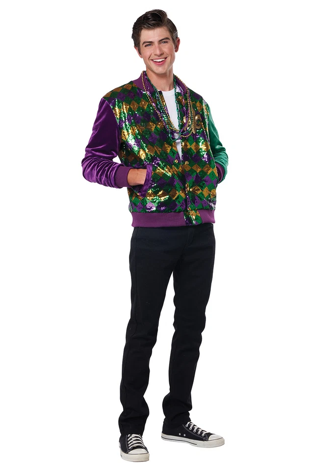 Mardi Gras Varsity Jacket Adult Costume - Image 1 of 1