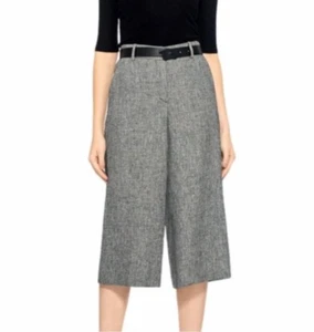 Theory Halientra Linen Cropped Wide Leg Pants Gray Size 0 - Picture 1 of 10