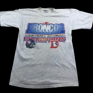 Vtg Denver Broncos T Shirt Western Division Champions Gray Mens Large Heather - Picture 1 of 10