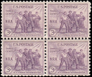 US Stamp #732 - 1933 3¢ Marching Forward, EzGrade™ Good, MNH (Block of Four) - Picture 1 of 3