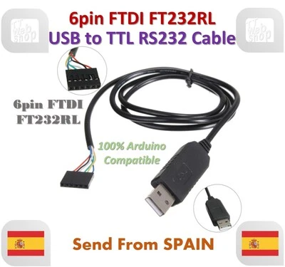 6pin FTDI FT232RL USB to Serial Adapter Module USB to TTL RS232 Cable - Imagen 1 de 4