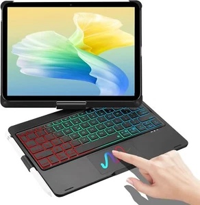 BORIYUAN Touchpad Keyboard Case for iPad 10th Generation 10.9" 2022 - Black  - Picture 1 of 8