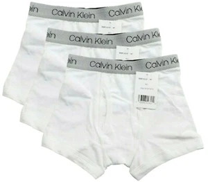 Calvin Klein Boys Boxer Briefs 3 Pack 4T CK White Grey Cotton Stretch Classic - Picture 1 of 3