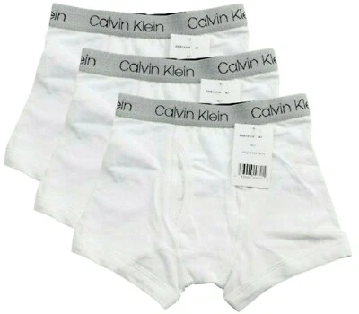 Calvin Klein Boys Boxer Briefs 3 Pack 4T CK White Grey Cotton Stretch Classic - Image 1 of 3