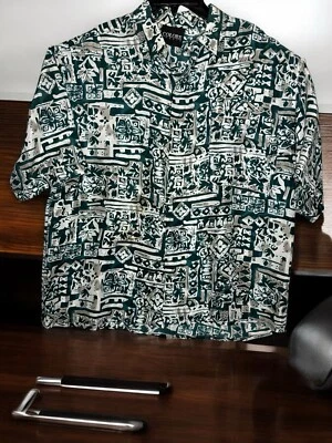 Camisa De Colección Clásica Color Retro 100% Seda Verde Geométrica Para Hombre TALLA M HECHA EN ITALIA Foto 1 de 4