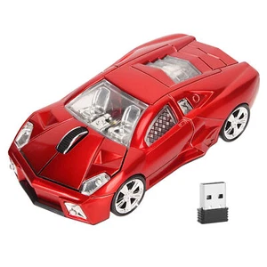 Kabellose  Maus Im Sportwagen-Stil 2 4 GHz USB-Empfänger 1600 Dpi LED-Lic FAT - Bild 1 von 12