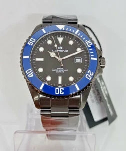 OROLOGIO UOMO LORENZ DIVER,GHIERA CERAMICA BLU,CASSA CERAMICA,BRACCIALE NERO GUN - Foto 1 di 9