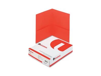 Two-Pocket Portfolio, Embossed Leather Grain Paper, Red, 25/box - Image 1 of 3