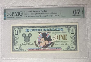 Bloque A-A Disneyland 1996 $1 PMG 67 - Imagen 1 de 2