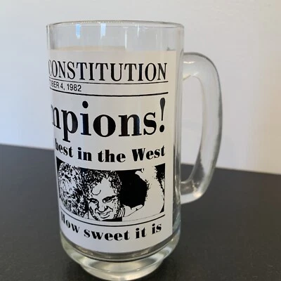 Braves 1982 Champions Glass Mug Atlanta Constitution Front Page News 14oz MLB - Image 1 of 4