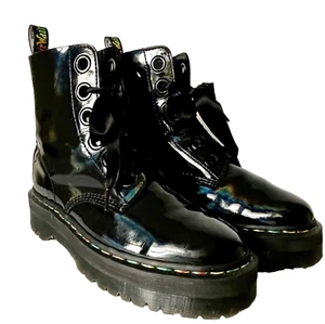RARE Dr. Martens Molly Rainbow Holographic Patent Leather  boots EU 43 L 11 M 10 - Picture 1 of 14