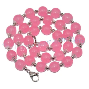 8/10/12mm Round Dark Pink Jade Gemstone Spacer Beaded Jewelry Necklaces 14-50'' - Picture 1 of 9