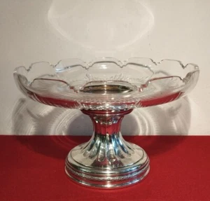 Antique Sterling Silver and Cut Cristal Center Piece Bowl On Feet 19th Century - Picture 1 of 7