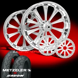 Performance Machine 18 x 5.5″ Revel Chrome Wheel Set Harley Touring Bagger PM - Picture 1 of 3