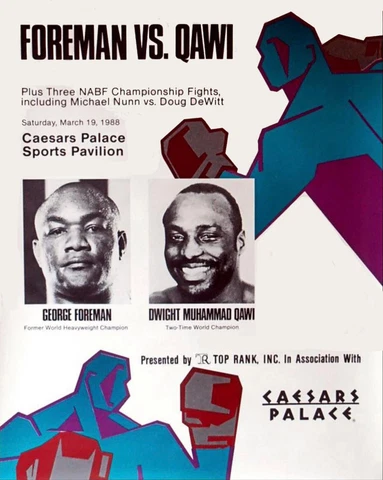 Original Vintage George Foreman vs. Dwight Qawi Rare Boxing Fight Poster Cover