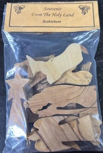 LOT of 10 Nativity Scene Ornament SET Olive Wood Bethlehem Hand Made CHRISTMAS - Picture 1 of 3