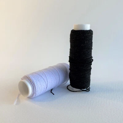 Black and White Shirring Elastic Thread for Sewing, Bobbin Work, Smocking, Knit