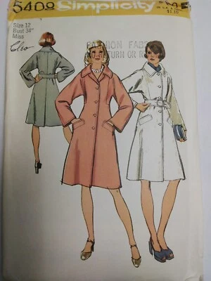 Dress Trench Coat 12 Simplicity 5408 Sewing Pattern UC FF VTG 70s Belted Dressy - Image 1 of 4