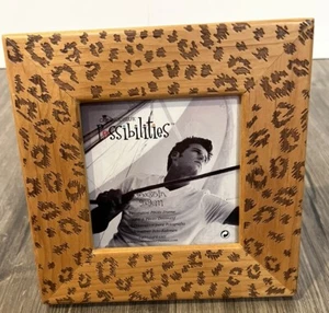NEW Cheetah or Leopard Print Wood Frame 3.5 x 3.5 inch photo Stylish Frame - Picture 1 of 5