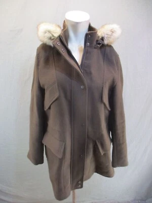 Abrigo Parka Zara Talla L Mujer Marrón Cremallera Completa Bolsillo con Solapa Imitación Piel Capucha 601 Foto 1 de 4