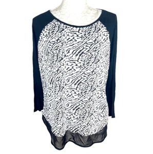 Matalan T-shirt Blouse Women's UK Size 16 Textured Animal Print Long Sleeve - Picture 1 of 10