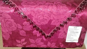 Vintage Long Table Runner JCPenney Burgundy "Victoria Classics" Silk Polyester - Picture 1 of 9