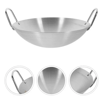  Pentola Per Frittura Padella Acciaio Inox Friggere Inossidabile Wok - Immagine 1 di 4