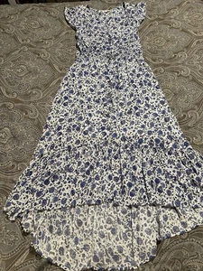 Lucky Brand Maxi Dress Size M Blue And White Floral Paisley - Picture 1 of 4