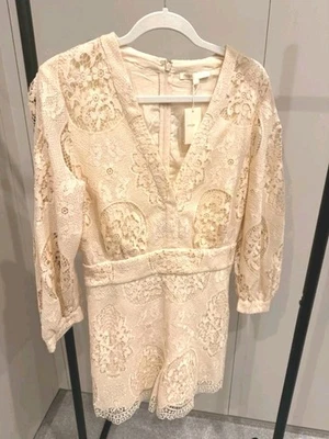 Maje Spitze Overall FR40-M-D38 Creme Spitze Neu Jumpsuit Anzug Einteiler Designe - Bild 1 von 4