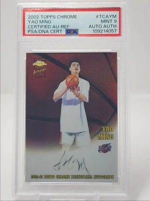 YAO MING 2002-03 TOPPS CHROME ROOKIE REFRACTOR ROCKETS AUTO /250 PSA 9 Q5786 - Image 1 of 2