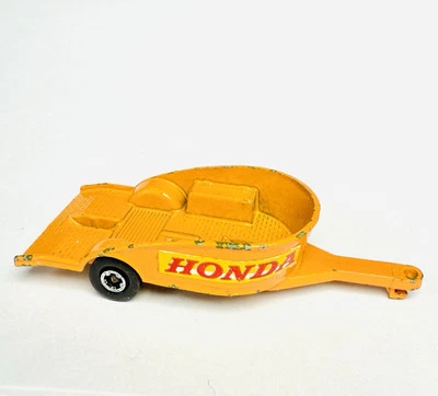 Matchbox No. 1976 Remolque para motocicletas Honda 38 naranja con ruedas centrales de 5 radios Foto 1 de 4