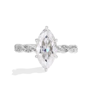 3ct Marquise VVS1 D Excellent 18K White Gold Lab Created Ring Diamond Test Pass - Picture 1 of 3