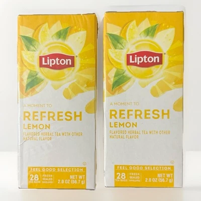 LIPTON | REFRESCAR 🍋 SABOR LIMÓN | TÉ DE HIERBAS 2PK ~ 56 BOLSITAS DE TÉ BB:4/27 Foto 1 de 2
